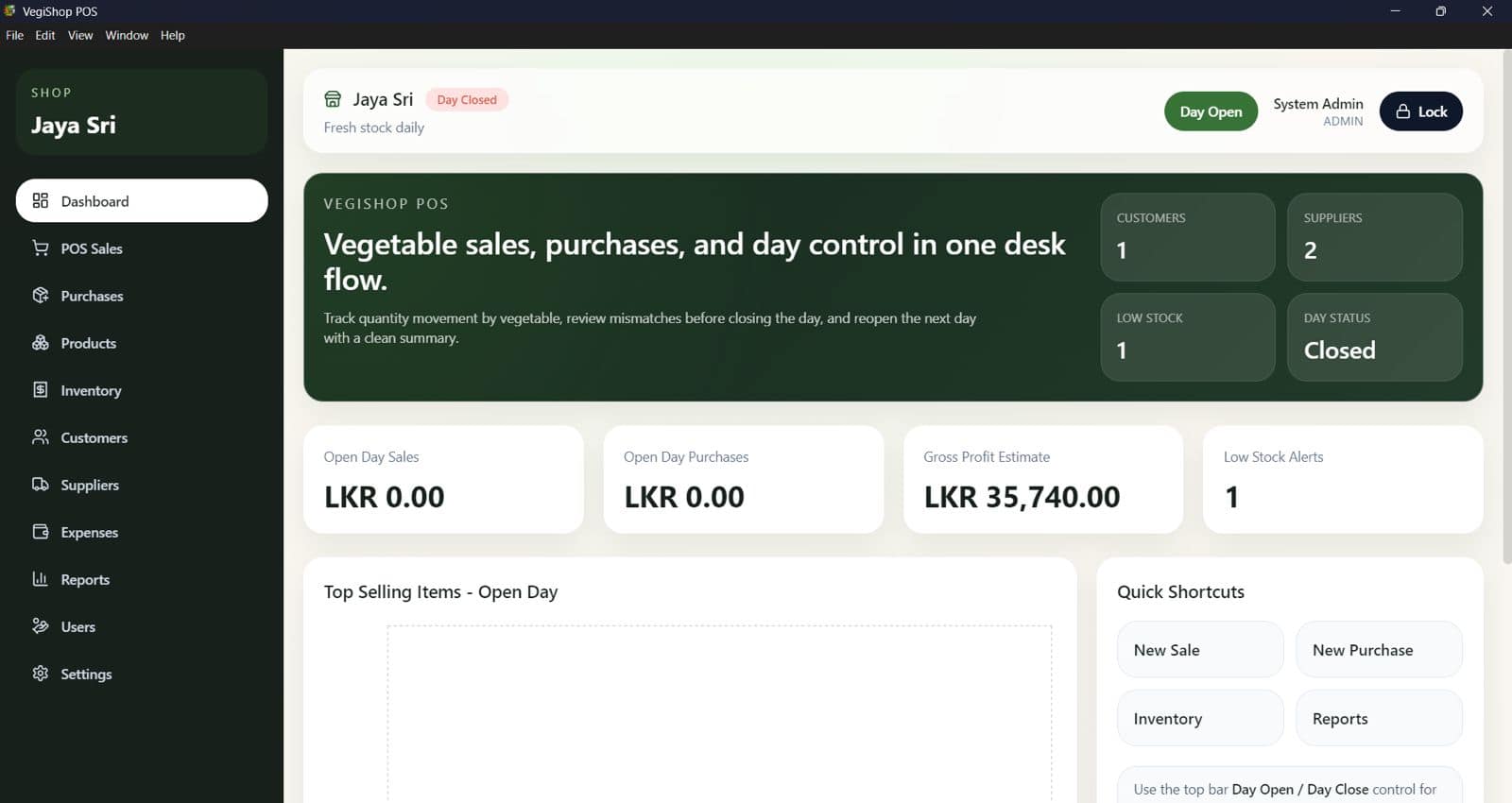 Vegetable Shop POS System header visual